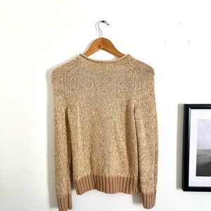 J. Crew Cream & Tan Marled Crewneck Sweater